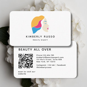 Modern, Trendy, QR Code, Salon, Women-Logo Business Card