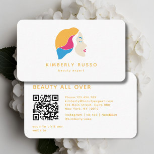 Modern, Trendy, QR Code, Salon, Women-Logo Business Card