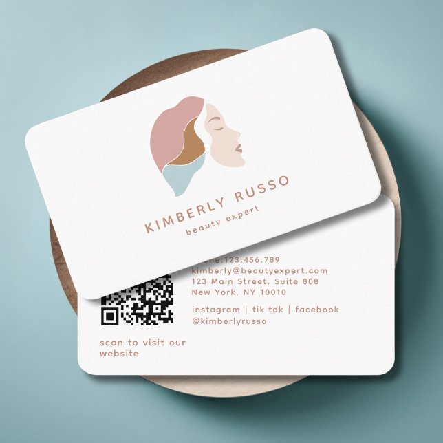 Modern, Trendy, QR Code, Salon, Women-Logo Business Card (Modern, Trendy, Salon, Women-Logo Business Card.)