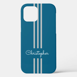 Modern Trendy Racing Stripes monogrammed iPhone 12 Case