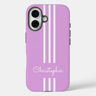 Modern Trendy Racing Stripes monogrammed  iPhone 16 Case