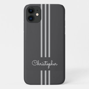 Modern Trendy Racing Stripes monogrammed Case-Mate iPhone Case
