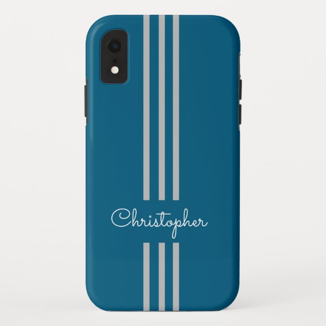 Modern Trendy Racing Stripes monogrammed  Case-Mate iPhone Case (Back)