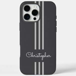 Modern Trendy Racing Stripes monogrammed iPhone 16 Pro Max Case