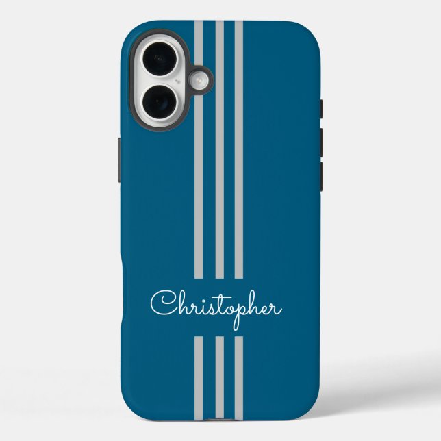 Modern Trendy Racing Stripes monogrammed  Case-Mate iPhone Case (Back)