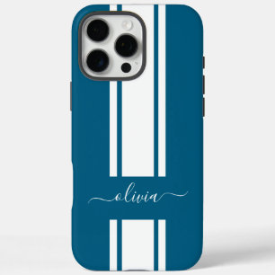 Modern Trendy Racing Stripes monogrammed  iPhone 16 Pro Max Case