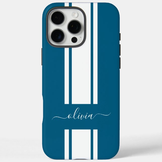 Modern Trendy Racing Stripes monogrammed  Case-Mate iPhone Case (Back)