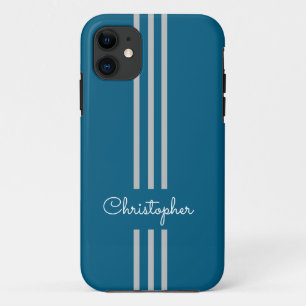 Modern Trendy Racing Stripes monogrammed Case-Mate iPhone Case
