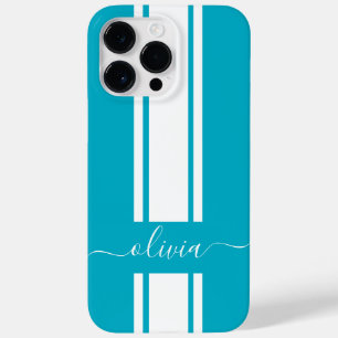 Modern Trendy Racing Stripes monogrammed Case-Mate iPhone 14 Pro Max Case
