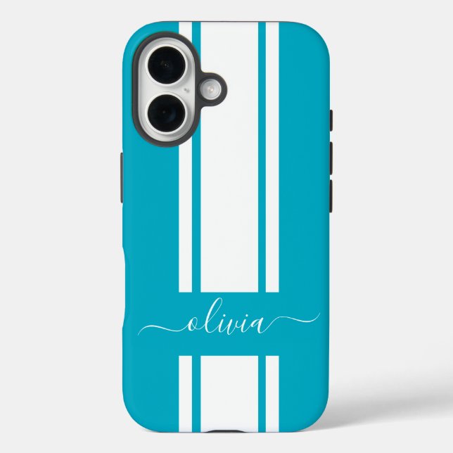 Modern Trendy Racing Stripes monogrammed  Case-Mate iPhone Case (Back)