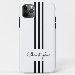 Modern Trendy Racing Stripes monogrammed Case-Mate iPhone Case