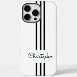 Modern Trendy Racing Stripes monogrammed iPhone 16 Pro Max Case