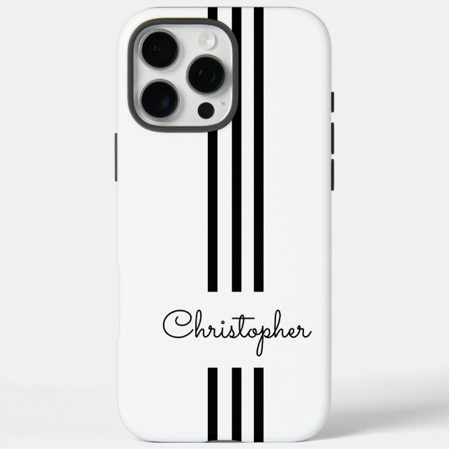 Modern Trendy Racing Stripes monogrammed  Case-Mate iPhone Case (Back)