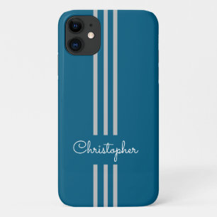 Modern Trendy Racing Stripes monogrammed Case-Mate iPhone Case