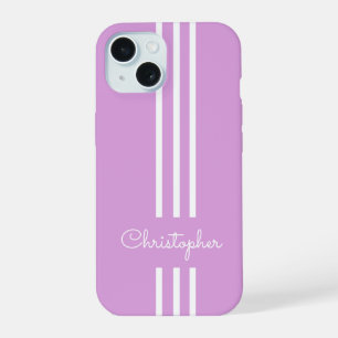 Modern Trendy Racing Stripes monogrammed iPhone 15 Case