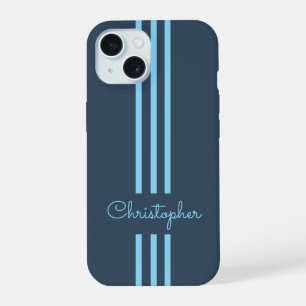 Modern Trendy Racing Stripes monogrammed  iPhone 15 Case