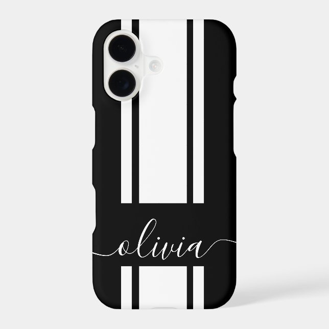 Modern Trendy Racing Stripes monogrammed  iPhone Case (Back)