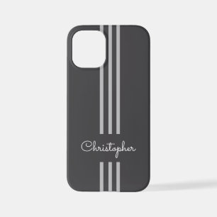 Modern Trendy Racing Stripes monogrammed  iPhone 12 Mini Case