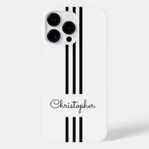 Modern Trendy Racing Stripes monogrammed  iPhone 14 Pro Max Case