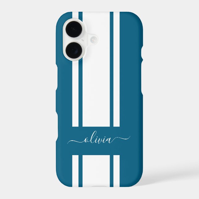 Modern Trendy Racing Stripes monogrammed  iPhone Case (Back)