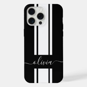 Modern Trendy Racing Stripes monogrammed  iPhone 15 Pro Max Case