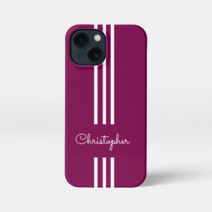 Modern Trendy Racing Stripes monogrammed  iPhone 13 Mini Case