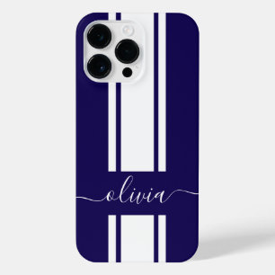 Modern Trendy Racing Stripes monogrammed  iPhone 14 Pro Max Case