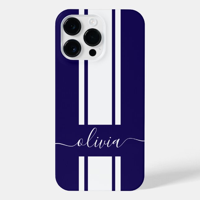 Modern Trendy Racing Stripes monogrammed  iPhone Case (Back)