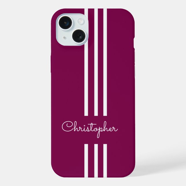 Modern Trendy Racing Stripes monogrammed  iPhone Case (Back)