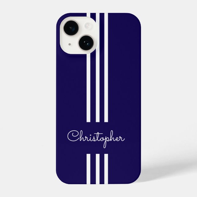 Modern Trendy Racing Stripes monogrammed  iPhone Case (Back)