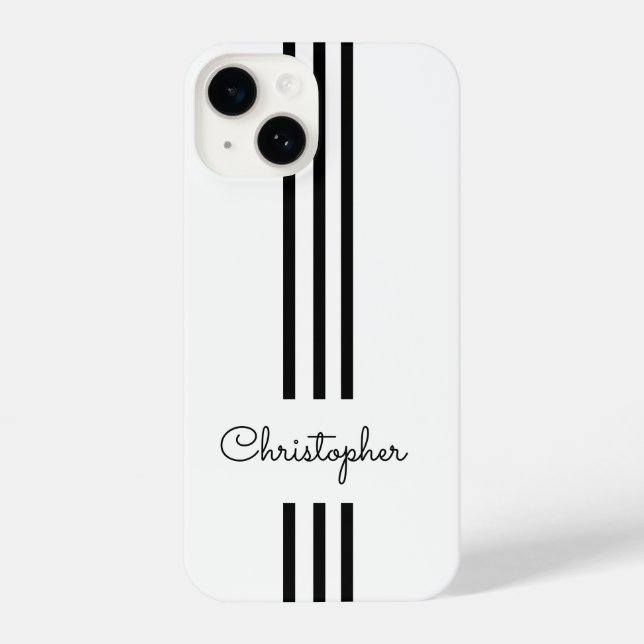 Modern Trendy Racing Stripes monogrammed  iPhone Case (Back)