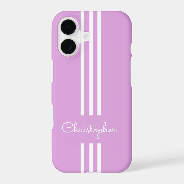 Modern Trendy Racing Stripes monogrammed  iPhone Case (Back)