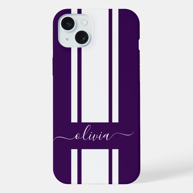 Modern Trendy Racing Stripes monogrammed  iPhone Case (Back)