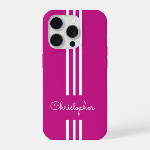 Modern Trendy Racing Stripes monogrammed iPhone 15 Pro Case