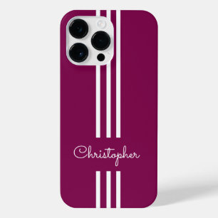 Modern Trendy Racing Stripes monogrammed  iPhone 14 Pro Max Case