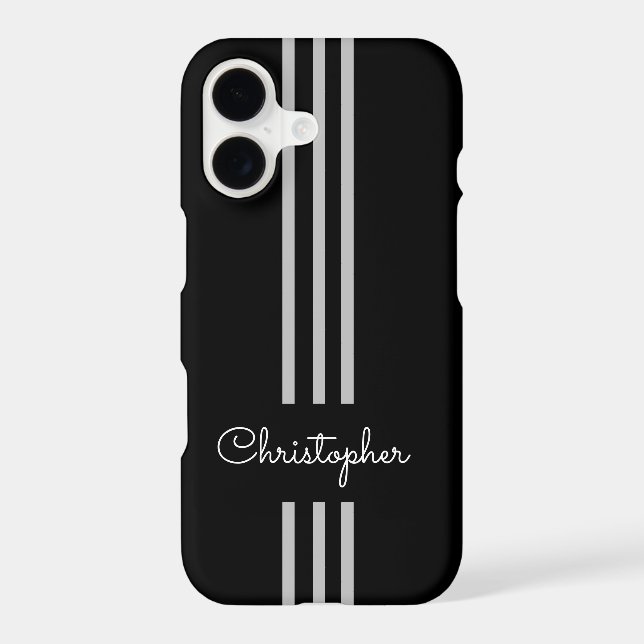 Modern Trendy Racing Stripes monogrammed  iPhone Case (Back)