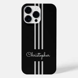 Modern Trendy Racing Stripes monogrammed  iPhone 14 Pro Max Case