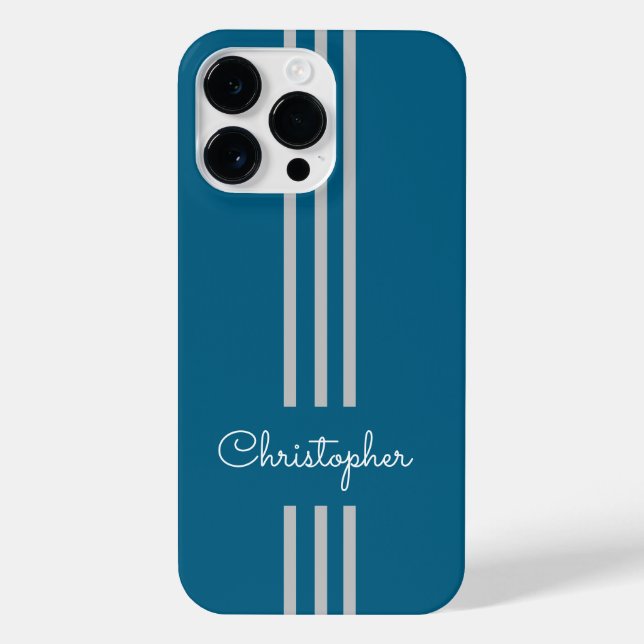 Modern Trendy Racing Stripes monogrammed  iPhone Case (Back)