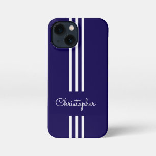 Modern Trendy Racing Stripes monogrammed  iPhone 13 Mini Case