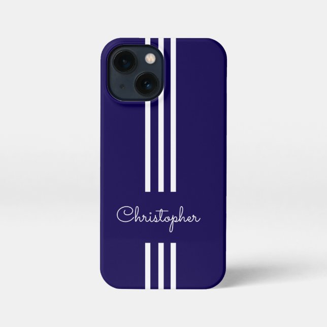 Modern Trendy Racing Stripes monogrammed  iPhone Case (Back)