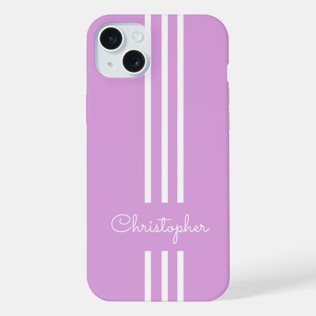 Modern Trendy Racing Stripes monogrammed  iPhone Case (Back)