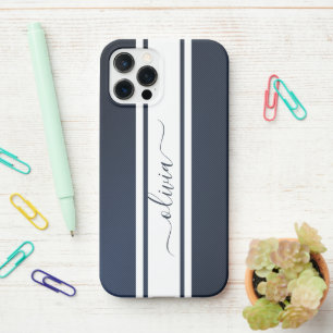 Modern Trendy Racing Stripes monogrammed  iPhone 12 Pro Case