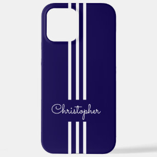 Modern Trendy Racing Stripes monogrammed  iPhone 12 Pro Max Case