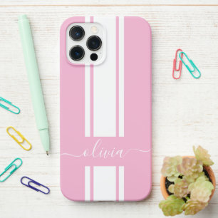 Modern Trendy Racing Stripes monogrammed  iPhone 12 Pro Max Case