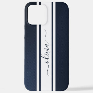 Modern Trendy Racing Stripes monogrammed  iPhone 12 Pro Max Case