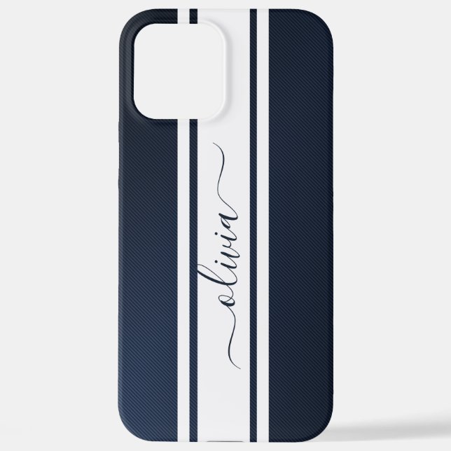 Modern Trendy Racing Stripes monogrammed  iPhone Case (Back)