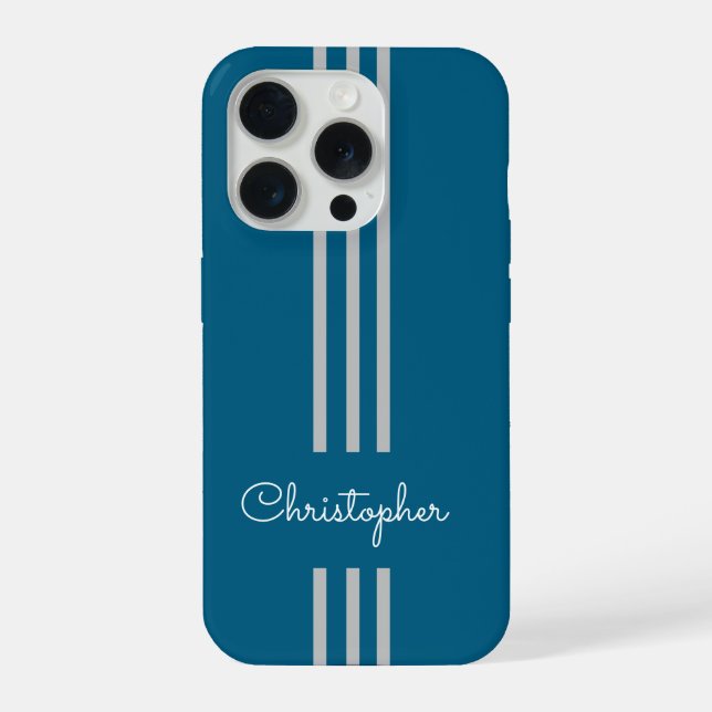 Modern Trendy Racing Stripes monogrammed  iPhone Case (Back)