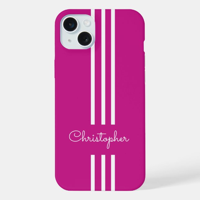 Modern Trendy Racing Stripes monogrammed  iPhone Case (Back)