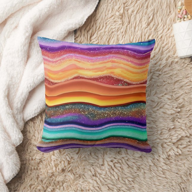Modern Trendy Rainbow Glitter  Cushion (Blanket)