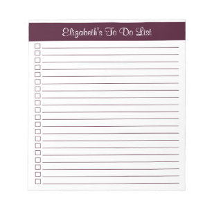 Modern Trendy Red Brown One Column Checklist Notepad